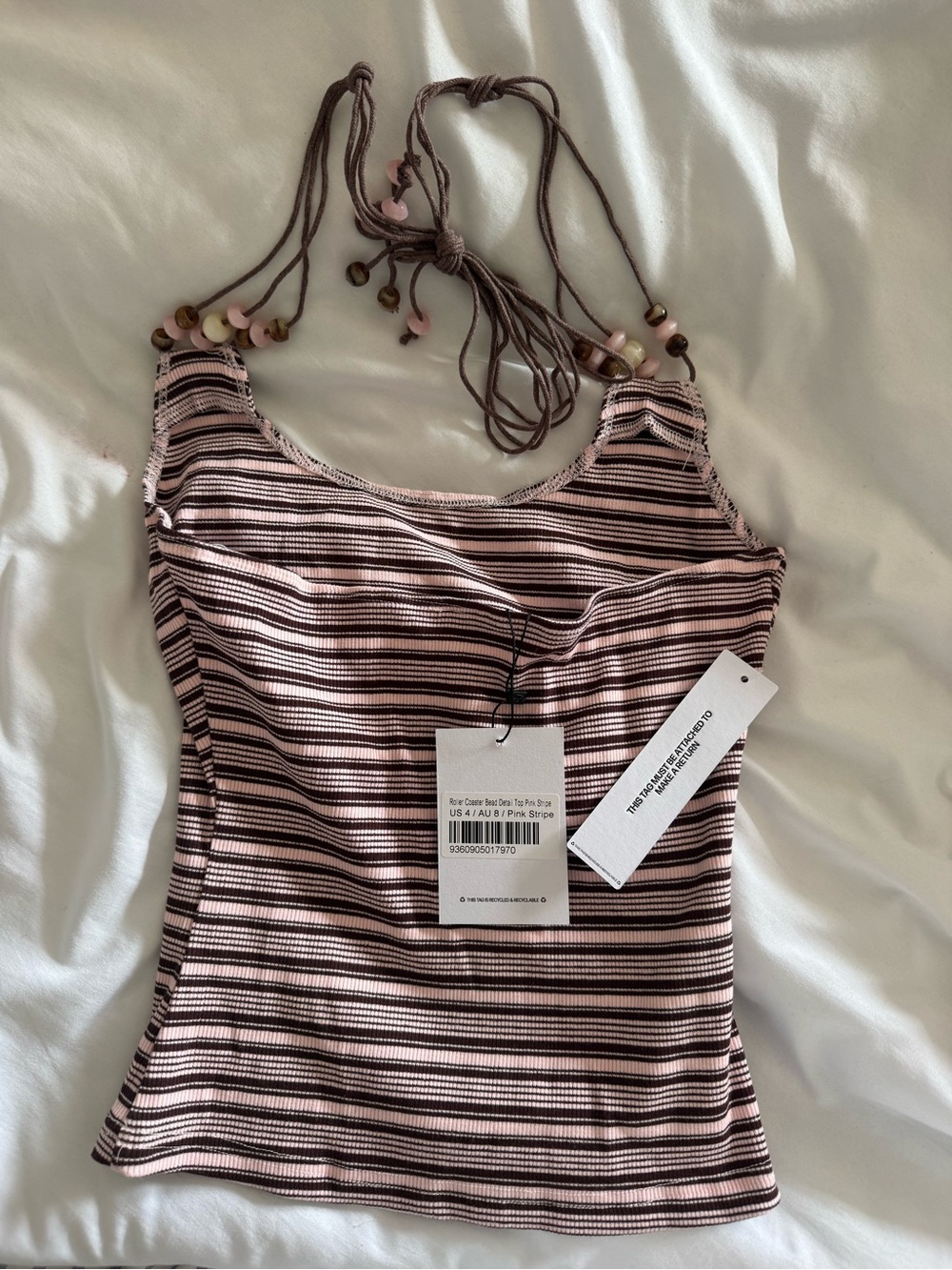 Princess Polly Pink and Brown Halter Tank Top - Picture 2 of 4